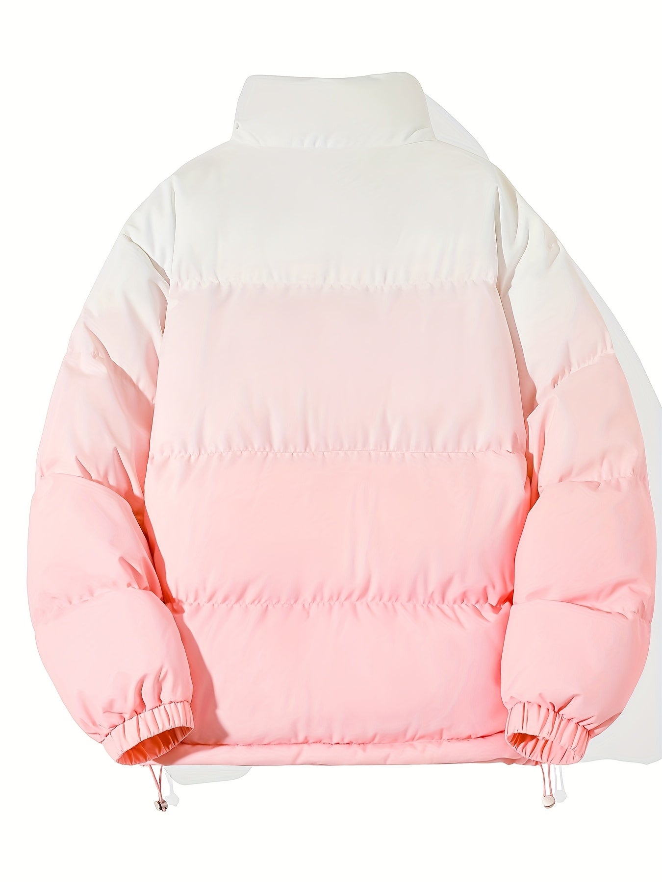 Men Street Style Stand Collar Coat, , Non-Stretch Woven Polyester,Long Sleeve Casual Warm Gradient Jacket for Autumn and Winter