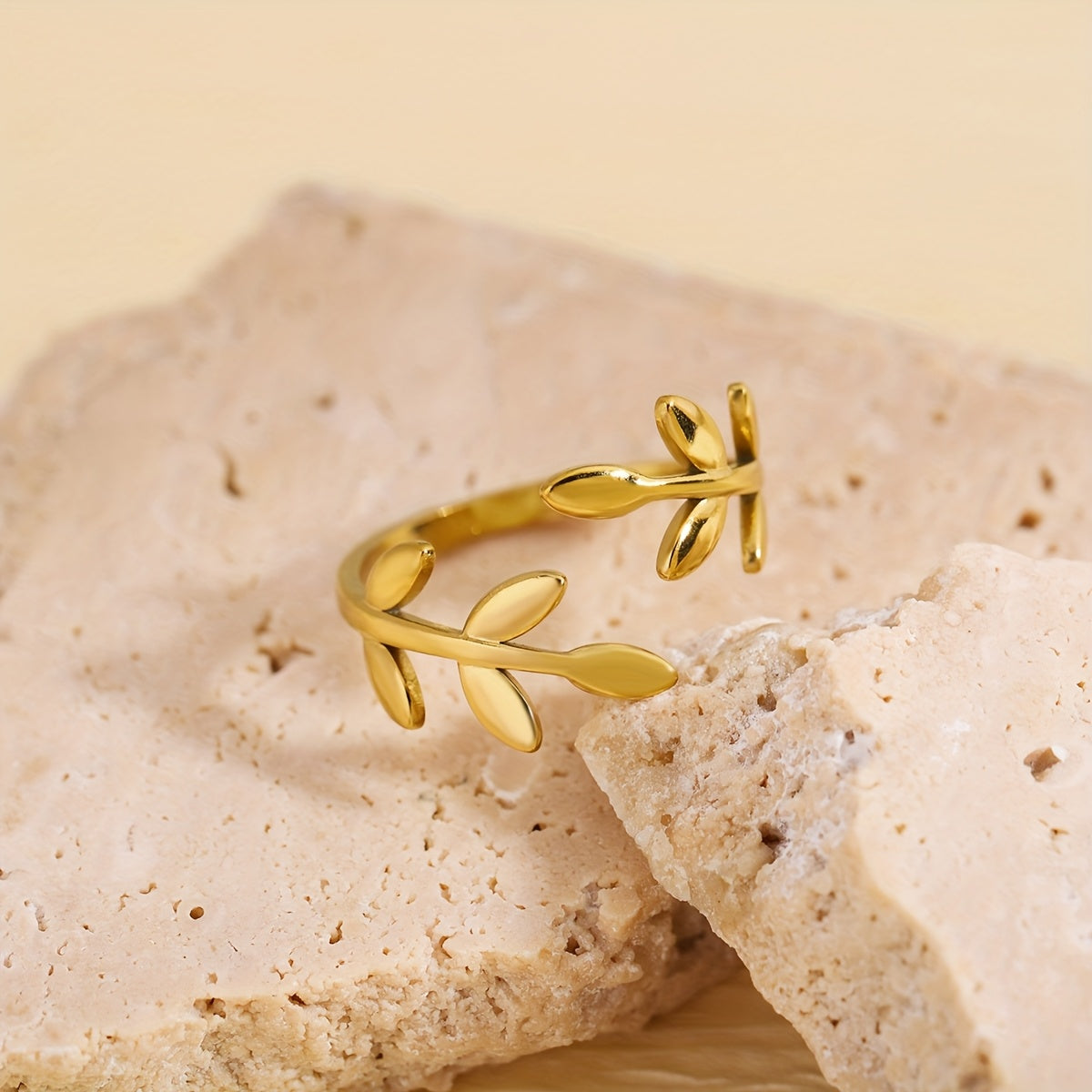 Olive branch stainless steel open-ring