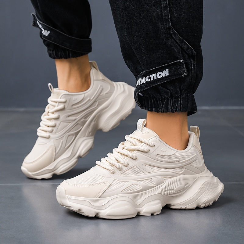 Classic Design of Beige Thick Soled Casual Sports Shoes