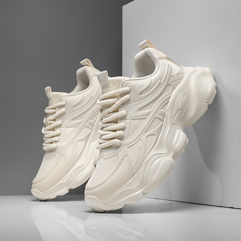 Classic Design of Beige Thick Soled Casual Sports Shoes