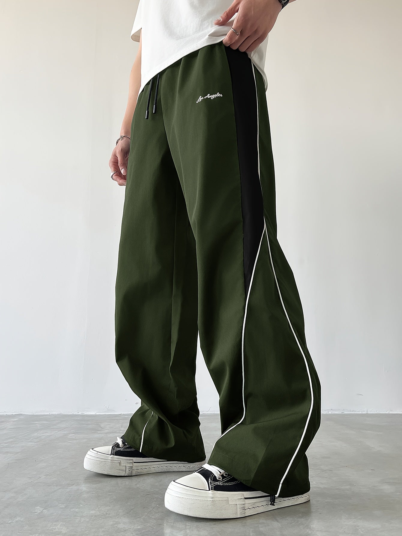 Men's Sporty Long Pants, Trendy Color-blocked Versatile Casual Trousers