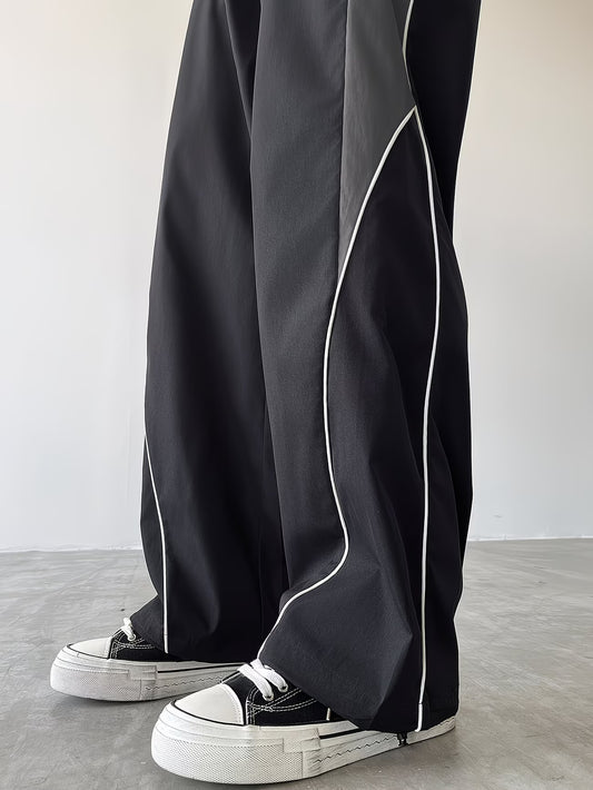 Men's Sporty Long Pants, Trendy Color-blocked Versatile Casual Trousers