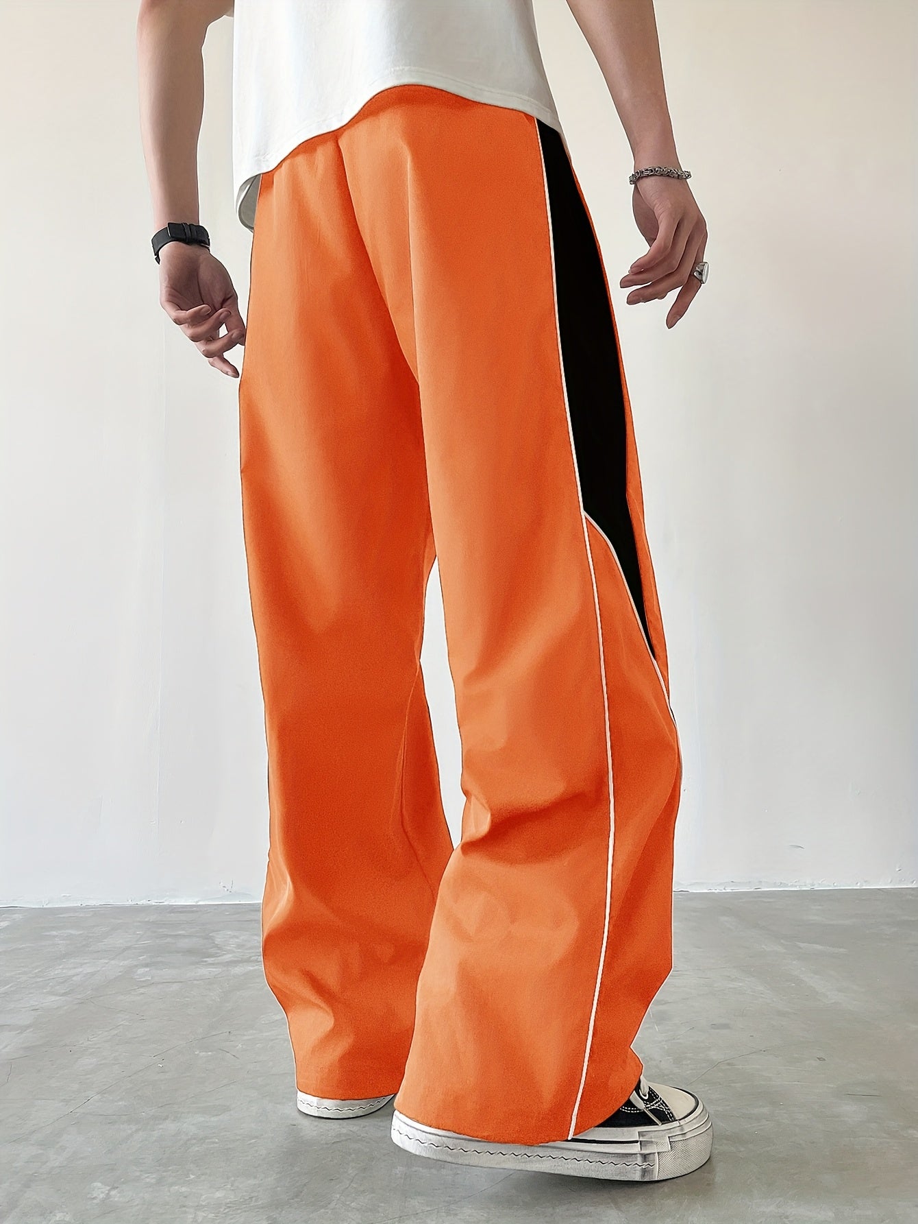 Men's Sporty Long Pants, Trendy Color-blocked Versatile Casual Trousers