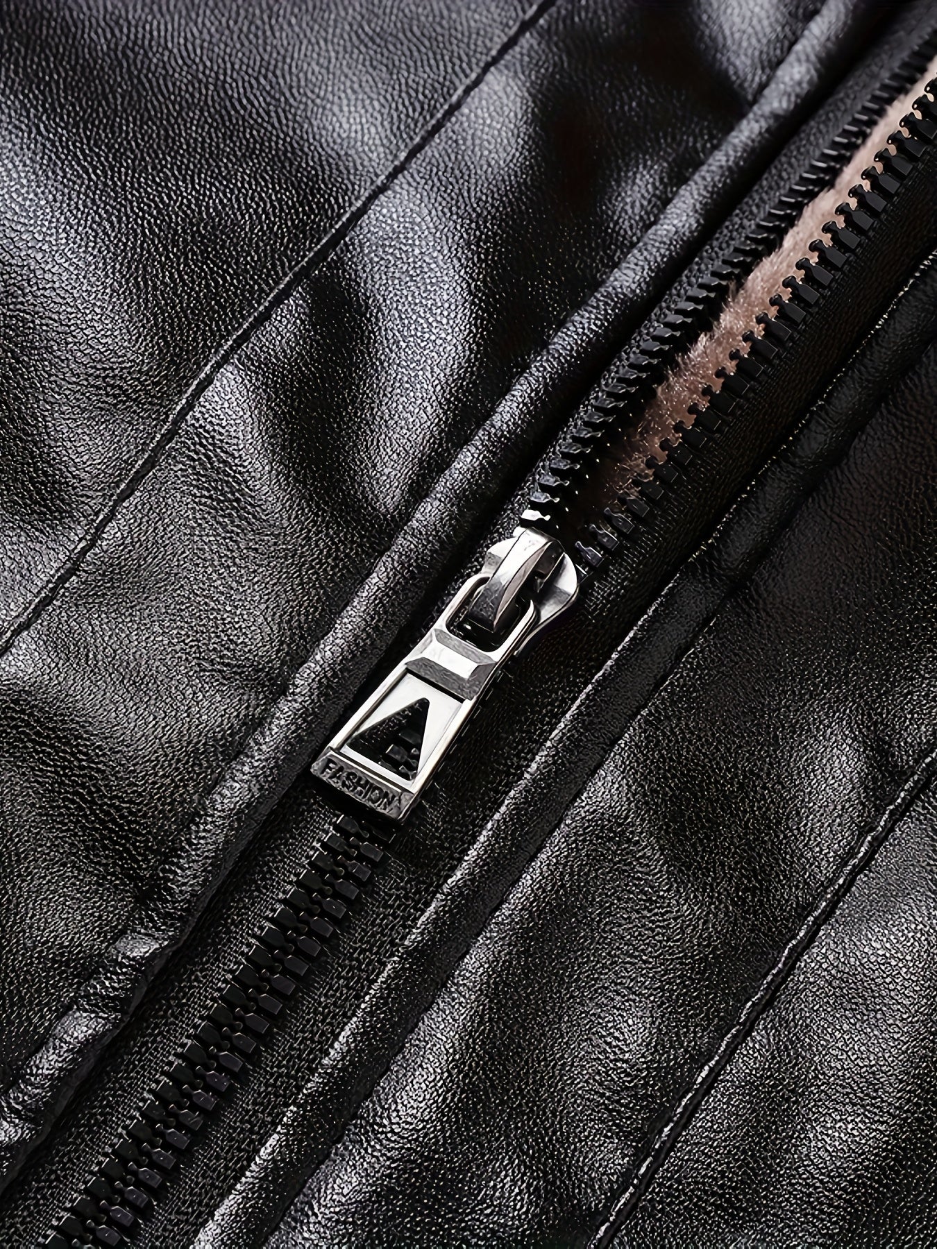 Men'S Faux Leather Jacket with Fleece Lining