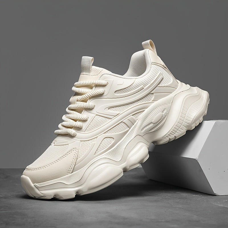 Classic Design of Beige Thick Soled Casual Sports Shoes