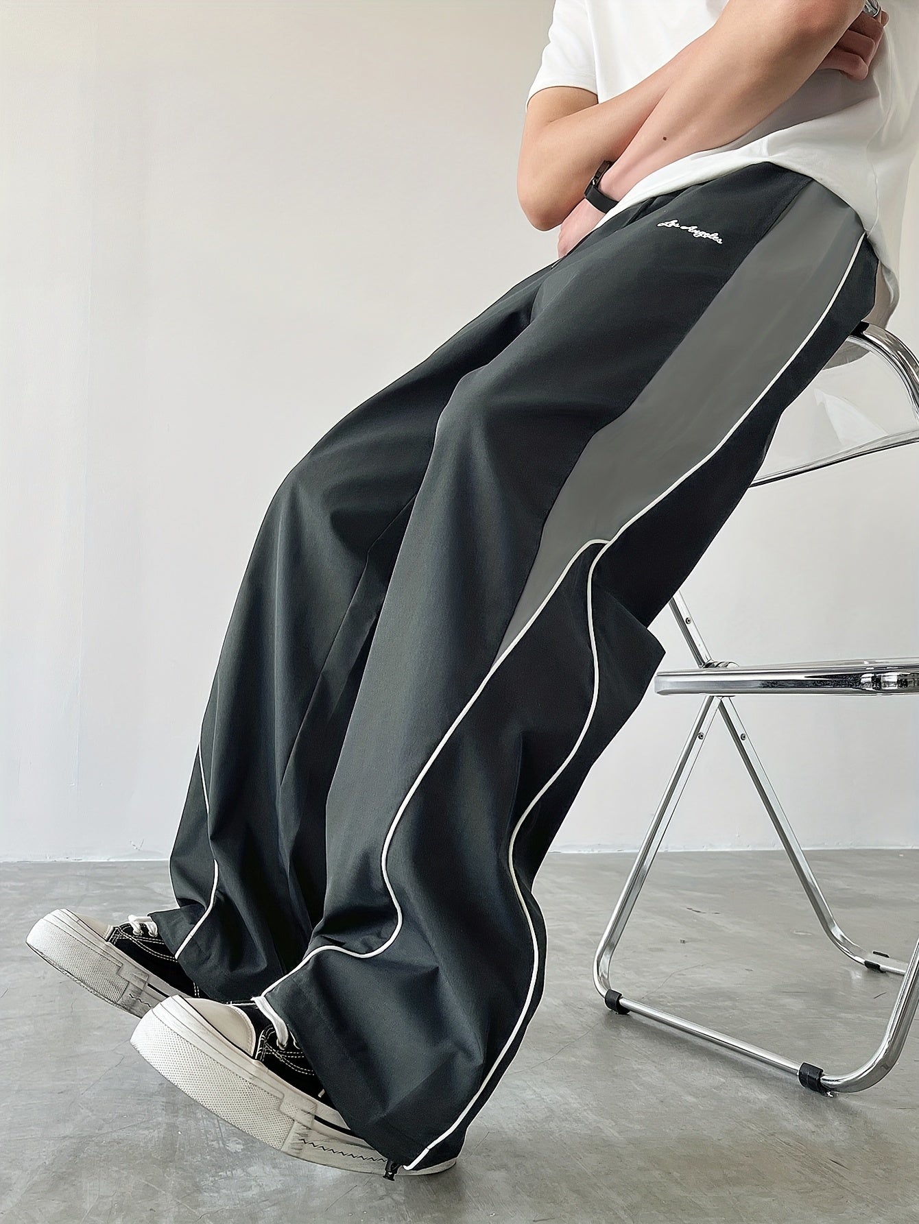 Men's Sporty Long Pants, Trendy Color-blocked Versatile Casual Trousers