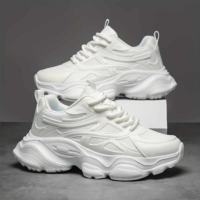 Classic Design of Beige Thick Soled Casual Sports Shoes