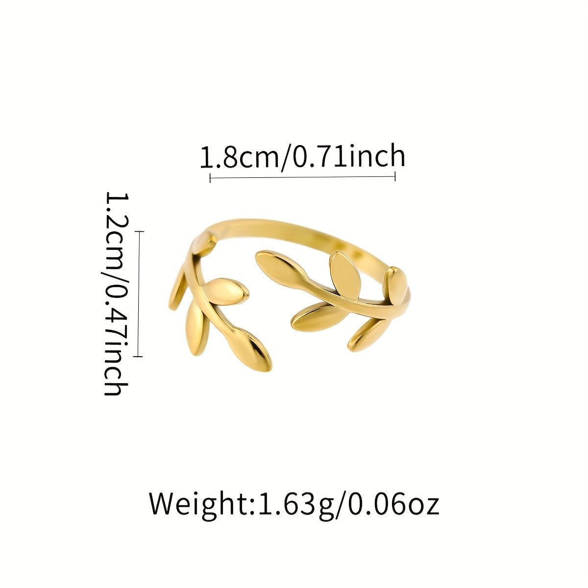 Olive branch stainless steel open-ring
