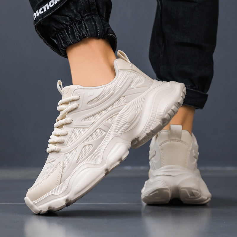 Classic Design of Beige Thick Soled Casual Sports Shoes