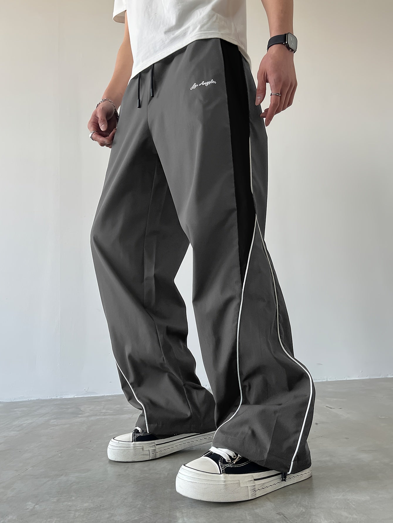 Men's Sporty Long Pants, Trendy Color-blocked Versatile Casual Trousers