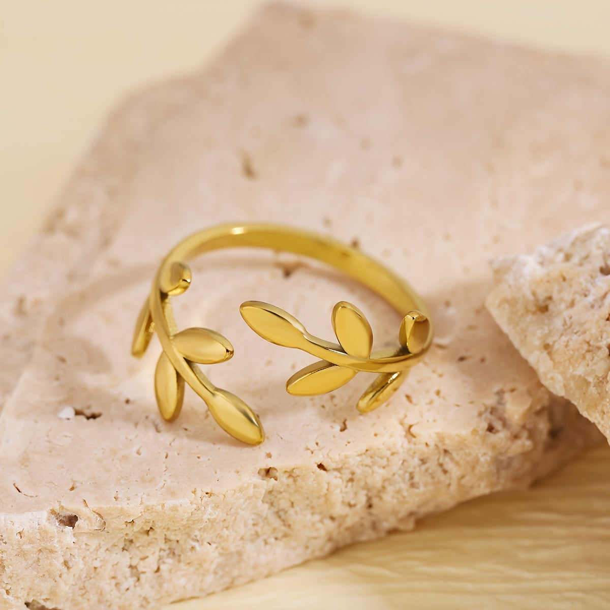 Olive branch stainless steel open-ring