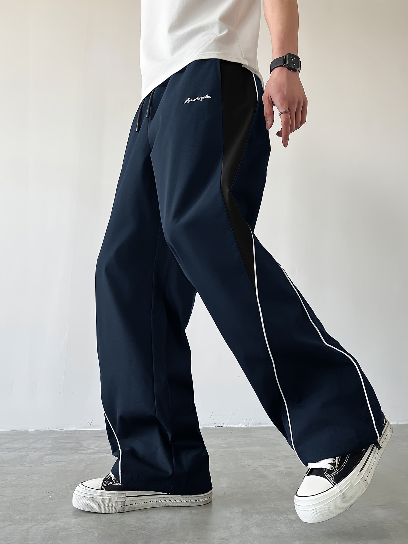 Men's Sporty Long Pants, Trendy Color-blocked Versatile Casual Trousers