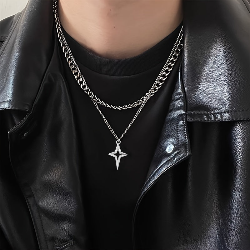 Double-Layer Punk Star Necklace