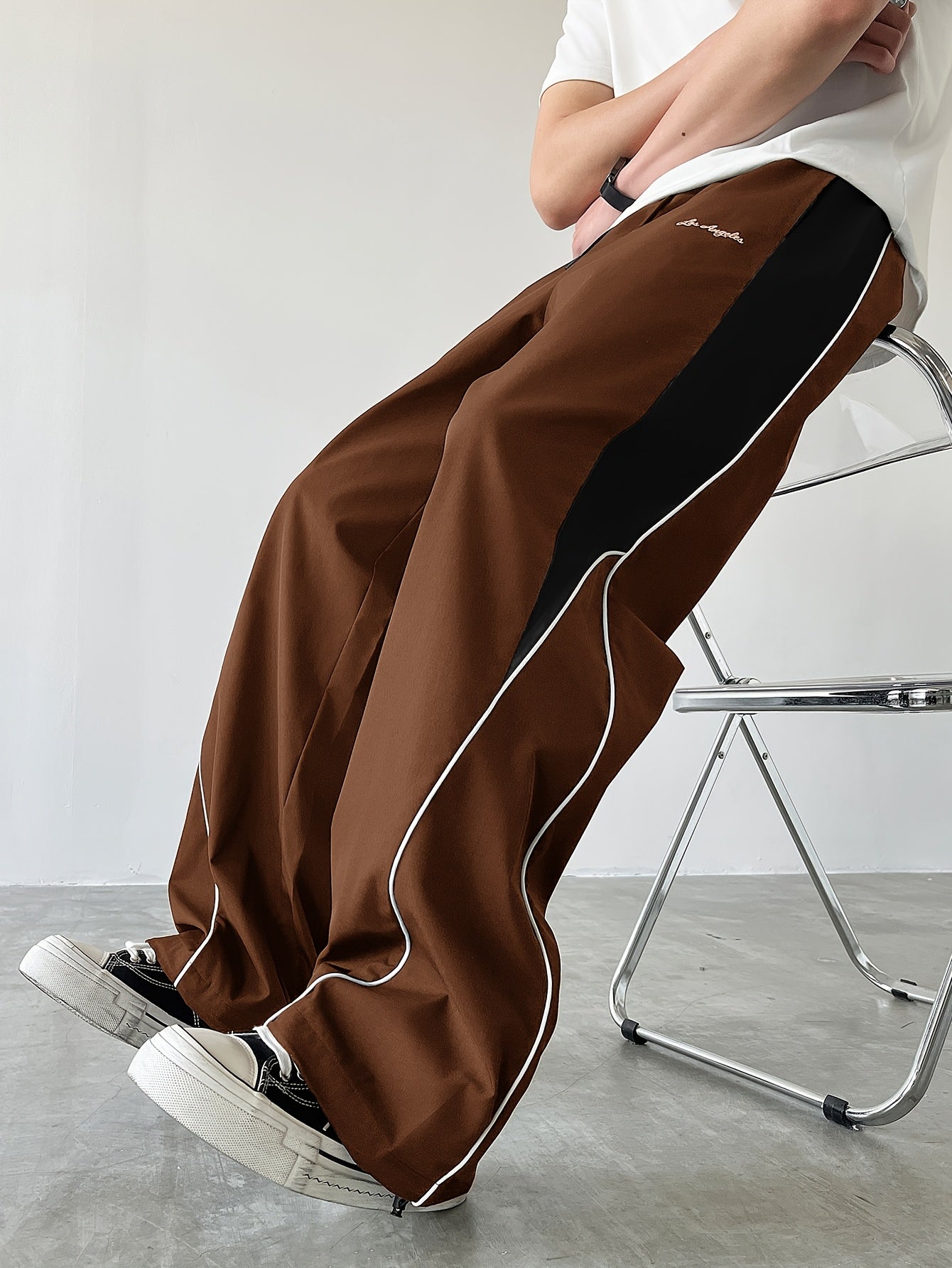 Men's Sporty Long Pants, Trendy Color-blocked Versatile Casual Trousers