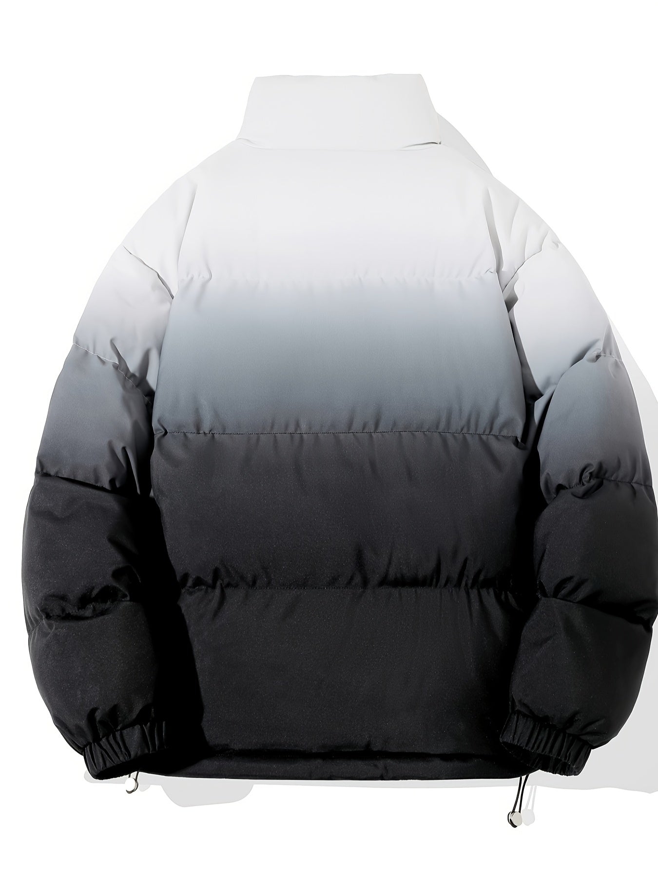 Men Street Style Stand Collar Coat, , Non-Stretch Woven Polyester,Long Sleeve Casual Warm Gradient Jacket for Autumn and Winter