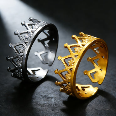 A Vintage Palace-Style Hollow Crown Design Open Ring