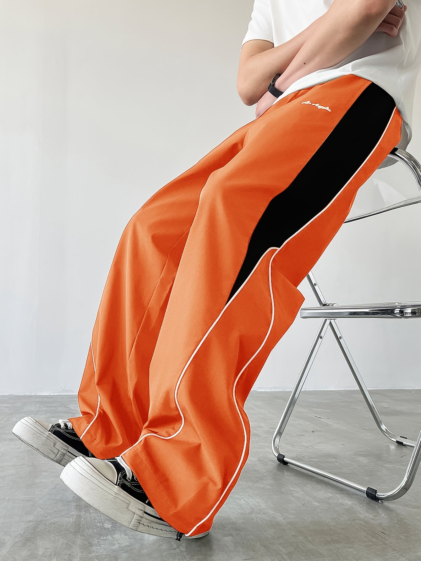 Men's Sporty Long Pants, Trendy Color-blocked Versatile Casual Trousers