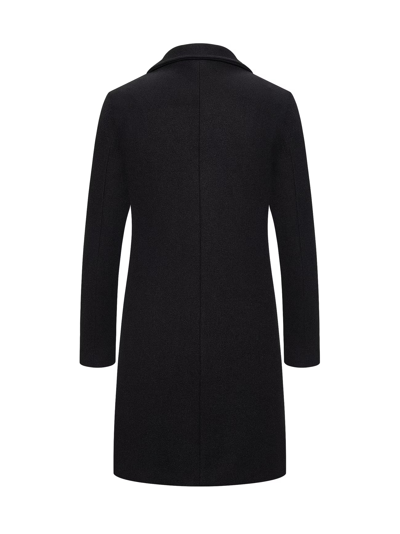 Men's Mid-Length Single-Breasted Tweed Overcoat, Men's Solid Color Trench Coat