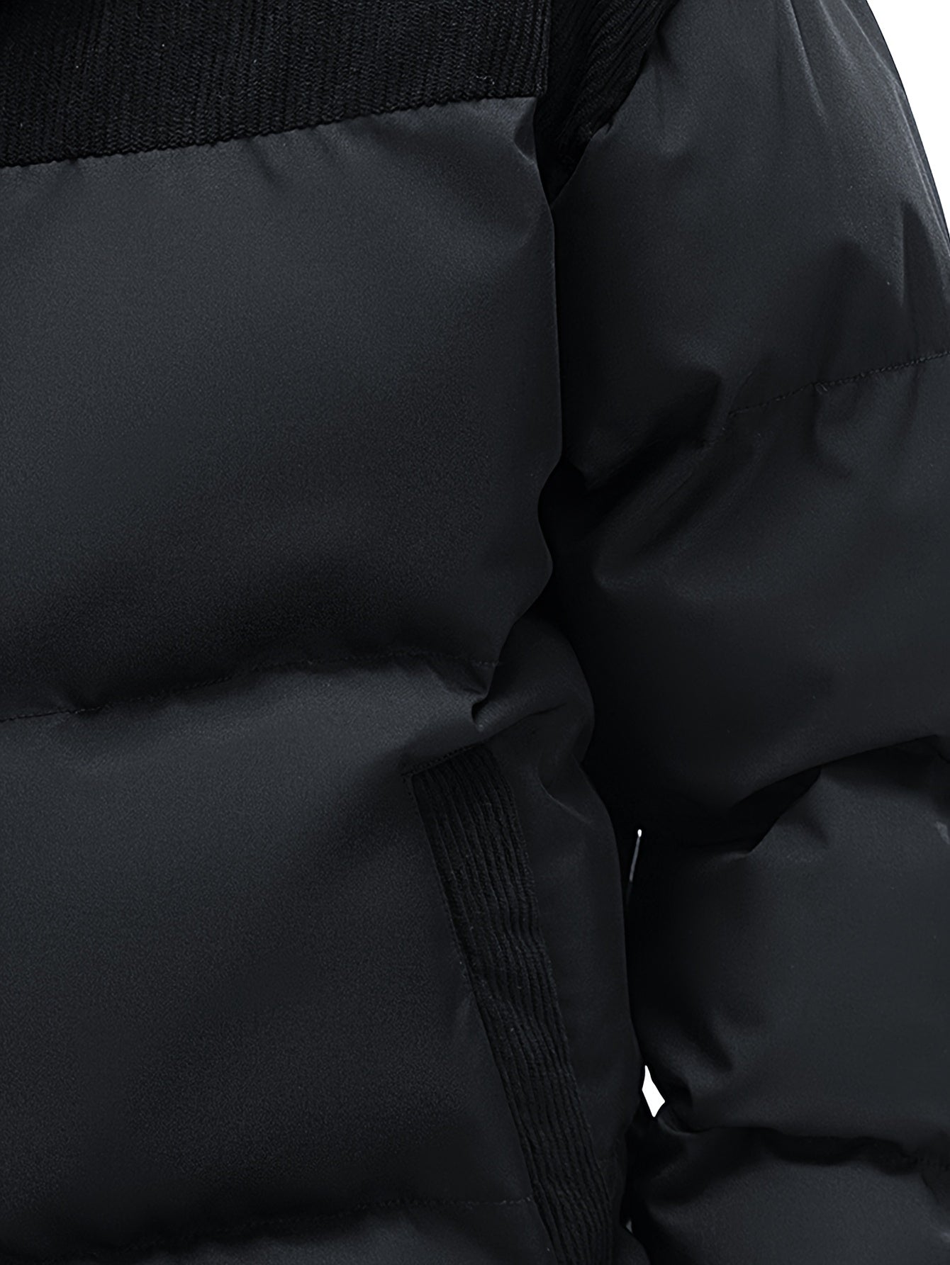 Men's spliced hooded warm jacket