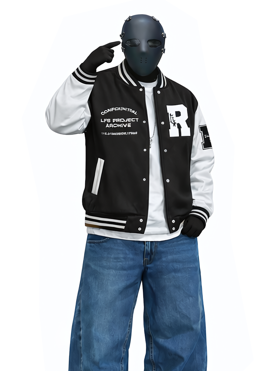 Men's Fashion R-Letter Patchwork Casual Street Style Baseball Jacket - Printed R Letter - Starry OBM
