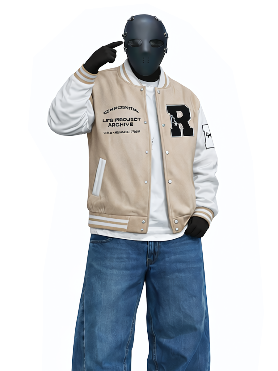 Men's Fashion R-Letter Patchwork Casual Street Style Baseball Jacket - Printed R Letter - Starry OBM