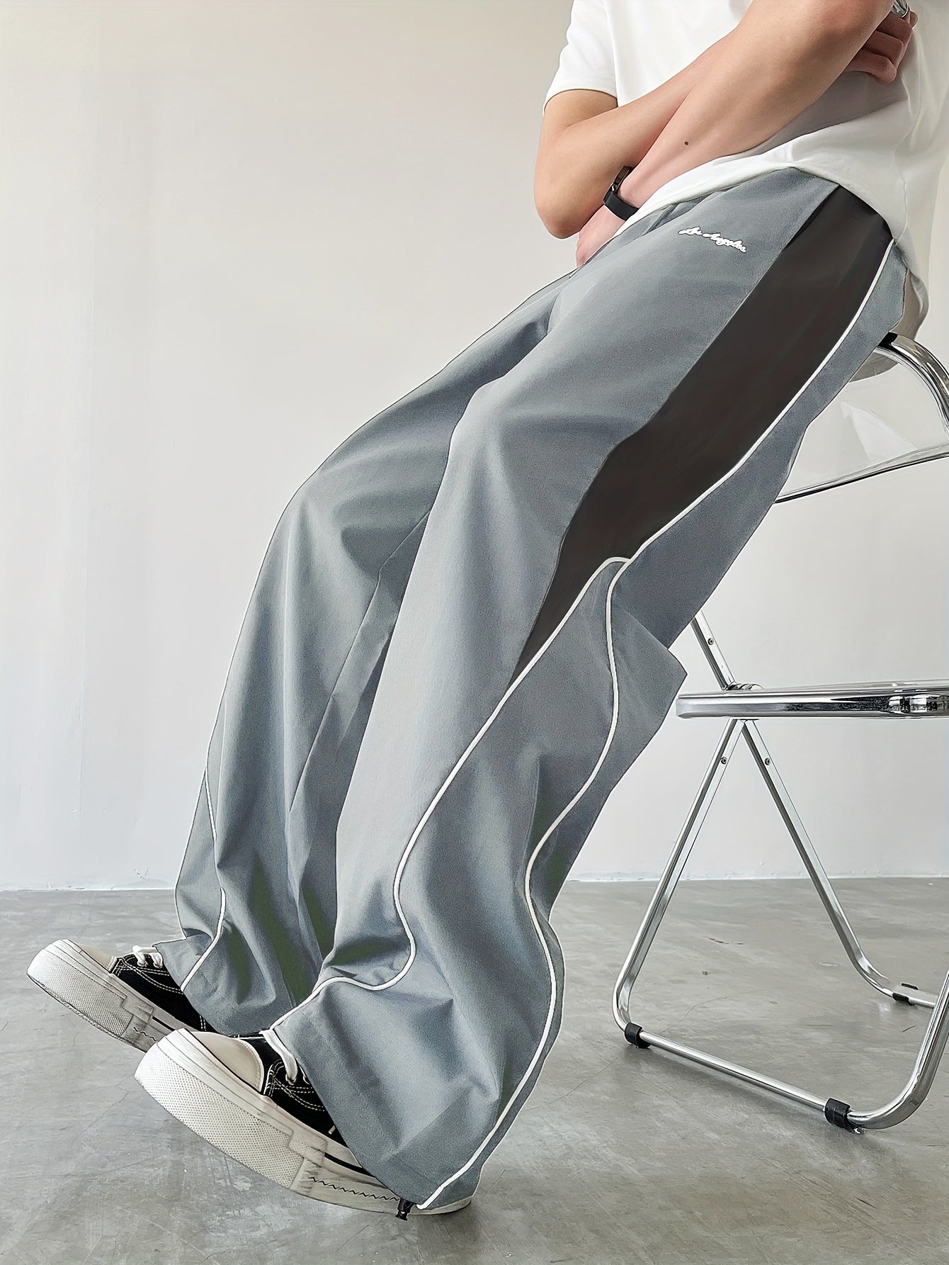 Men's Sporty Long Pants, Trendy Color-blocked Versatile Casual Trousers