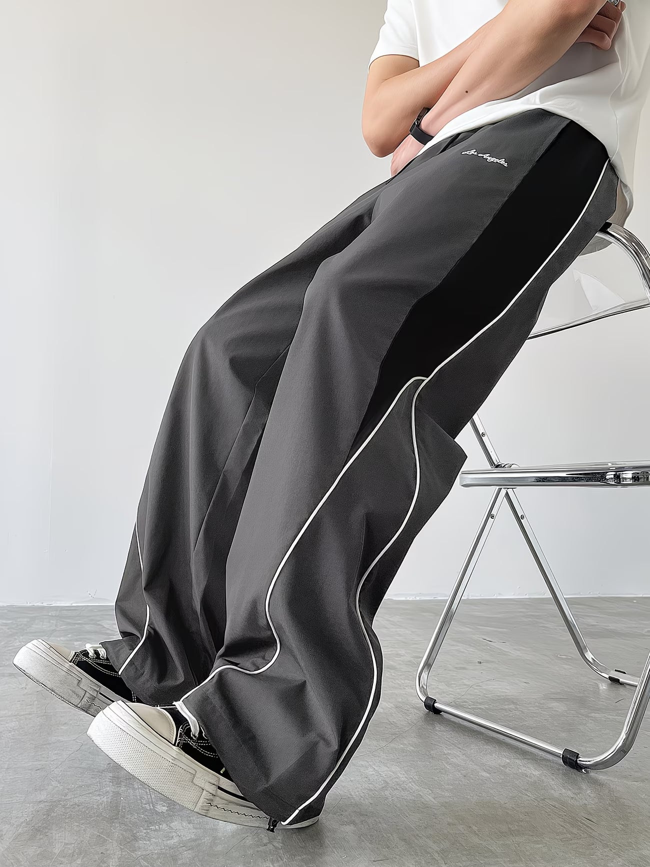 Men's Sporty Long Pants, Trendy Color-blocked Versatile Casual Trousers