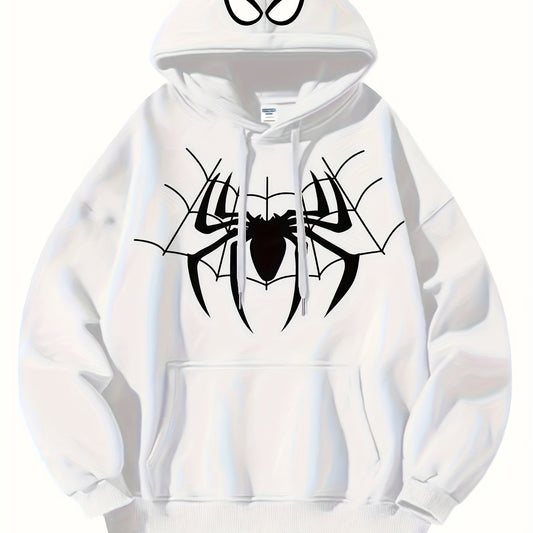 Men'S Spring And Autumn Hoodie Featuring Spider Print Elements