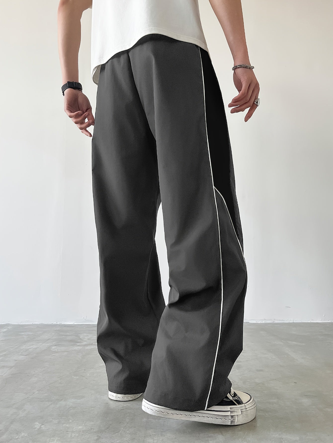 Men's Sporty Long Pants, Trendy Color-blocked Versatile Casual Trousers