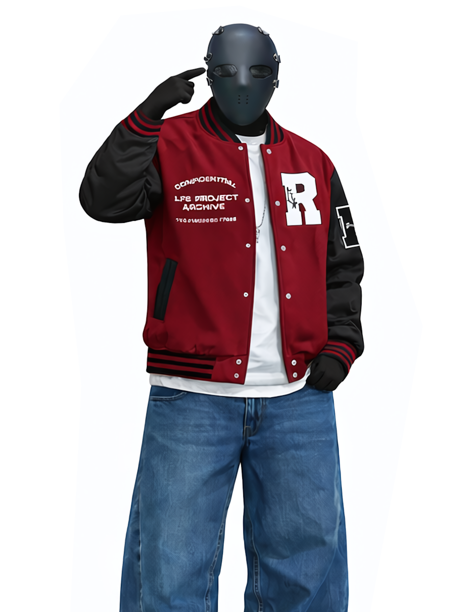 Men's Fashion R-Letter Patchwork Casual Street Style Baseball Jacket - Printed R Letter - Starry OBM